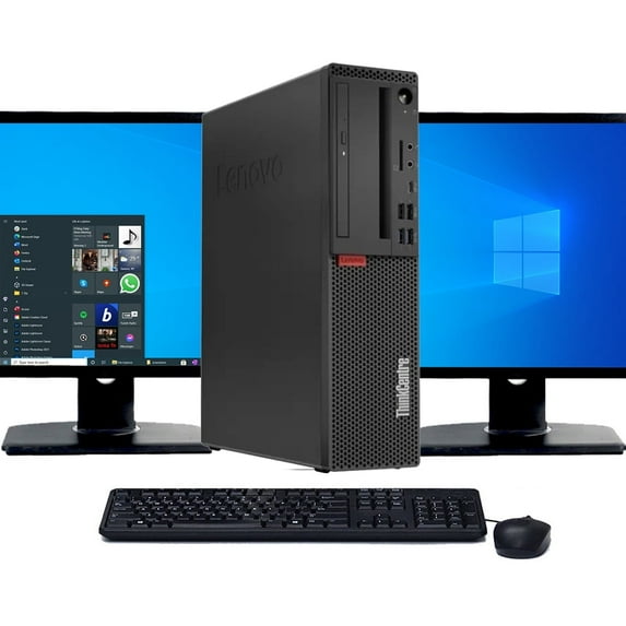 Restored Lenovo ThinkCentre M720s Desktop Computer Intel Core i5-8400 (2.8 GHz) Processor 8GB RAM 256GB SSD Windows 11 Dual 22" LCD (Refurbished)