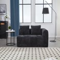 thumbnail image 2 of Demi Bonn 62" Plush Chenille Loveseat Sofa, Modular Sleeper for Living Room, Bedroom, Apartment Lounge, Stylish & Comfortable Couch, Black, 2 of 15