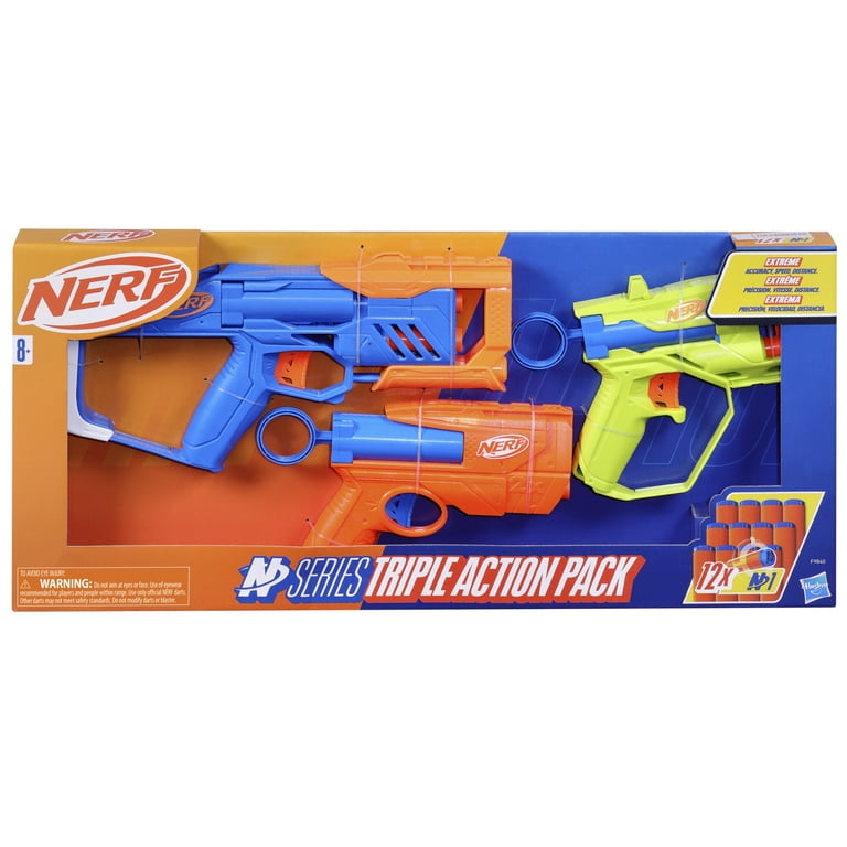 Nerf N Series Triple Action 3-Blaster Pack, 12 Nerf N1 Darts