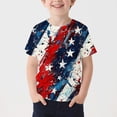 thumbnail image 2 of Gamivast 4Th of July Patriotic T Shirt for Kids Short Sleeve Crewneck Tees USA American Flag Stars And Stripes Paint Splatter Graphic Summer Tops, 2 of 5