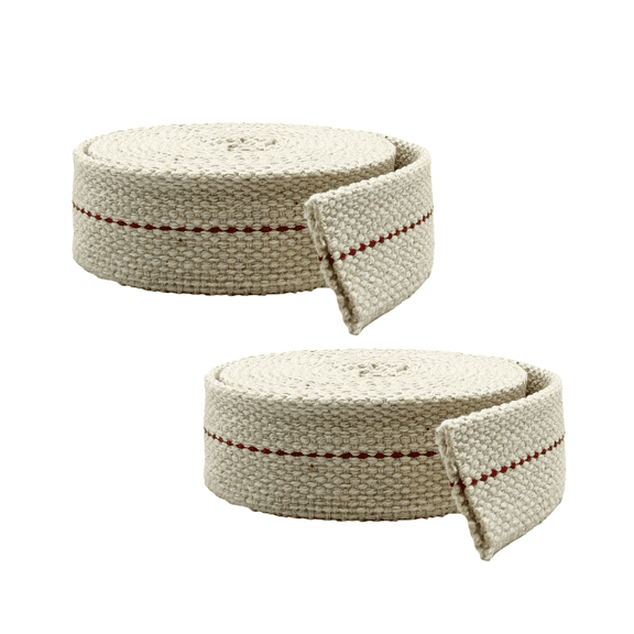 Light Of Mine 1" Inch 100% Cotton Flat Wick 6 Foot Roll for Paraffin Oil or Kerosene Based Lanterns and Oil Lamps with Genuine Red Stitch - Pack 2