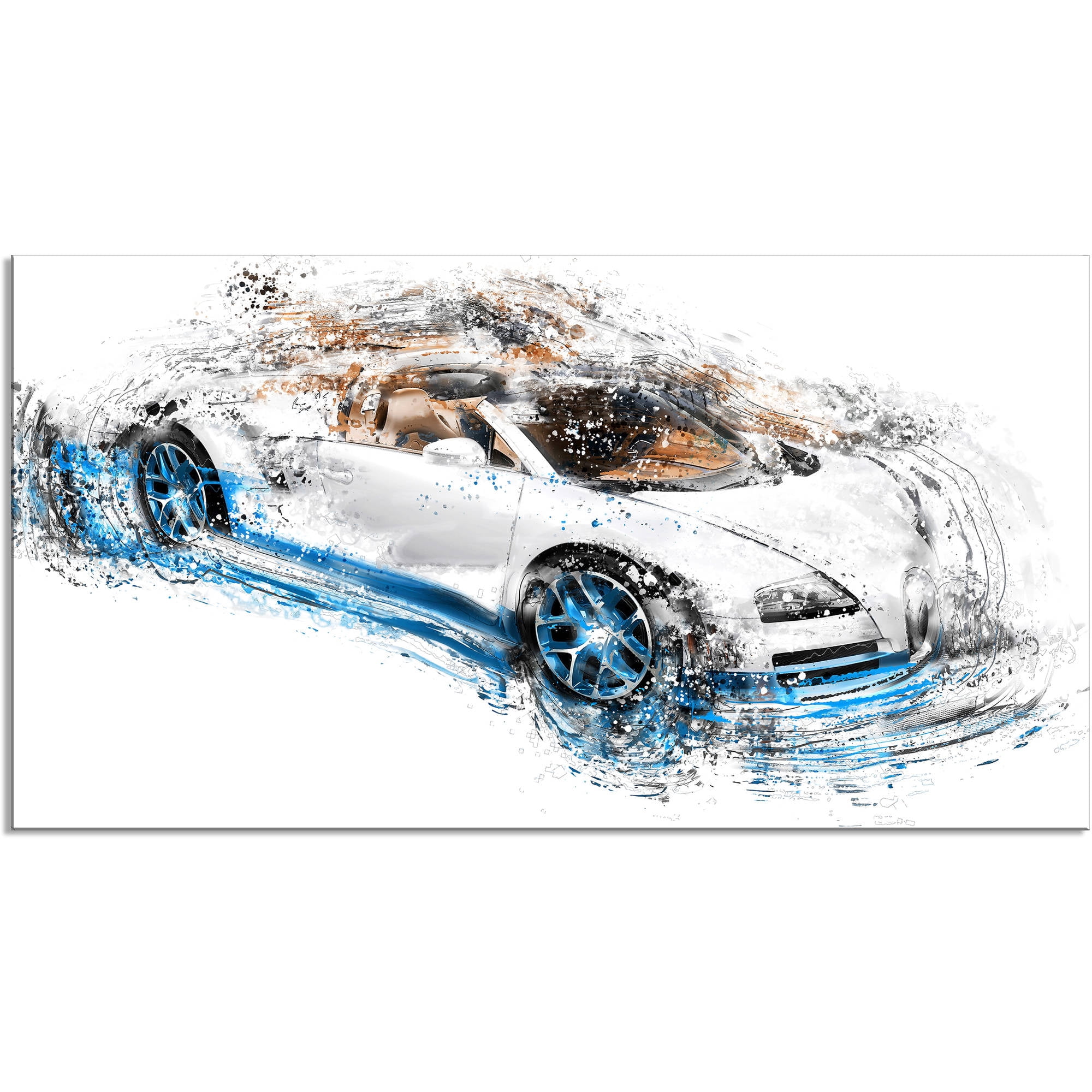 DESIGN ART  "White and Blue Convertible" Canvas Art Print