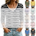 thumbnail image 3 of Neewe 3/4 Length Striped Sleeve Womens Tops Dressy V Neck Collared Shirts Trendy Business Casual Work Blouses Daily Outfits 2026, 3 of 7