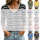 thumbnail image 3 of Neewe 3/4 Length Striped Sleeve Womens Tops Dressy V Neck Collared Shirts Trendy Business Casual Work Blouses Daily Outfits 2026, 3 of 7