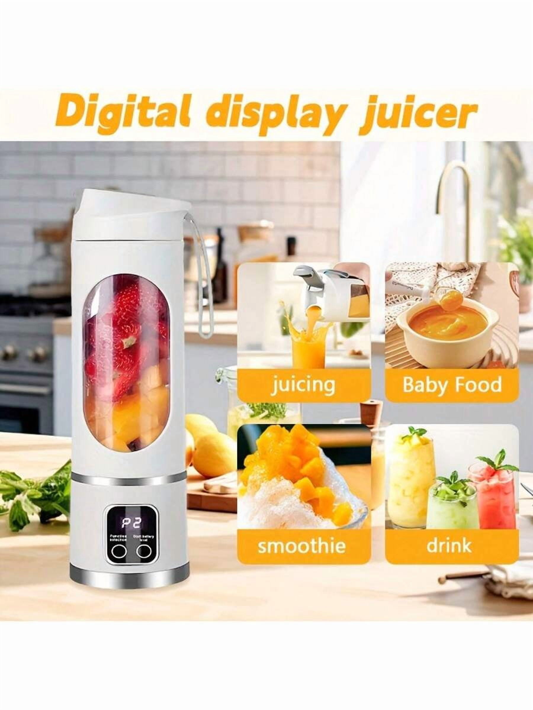 USB Rechargeable Juicer Blender Cup, 450ml Portable Electric Juicer for Smoothies, Juice, Ice & Puree, Mini Kitchen Blender for Home Dorm Travel