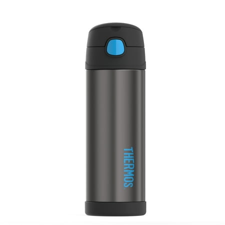 

Thermos Funtainer Charcoal and Blue Stainless Steel Vacuum Insulated 16 Ounce Water Bottle