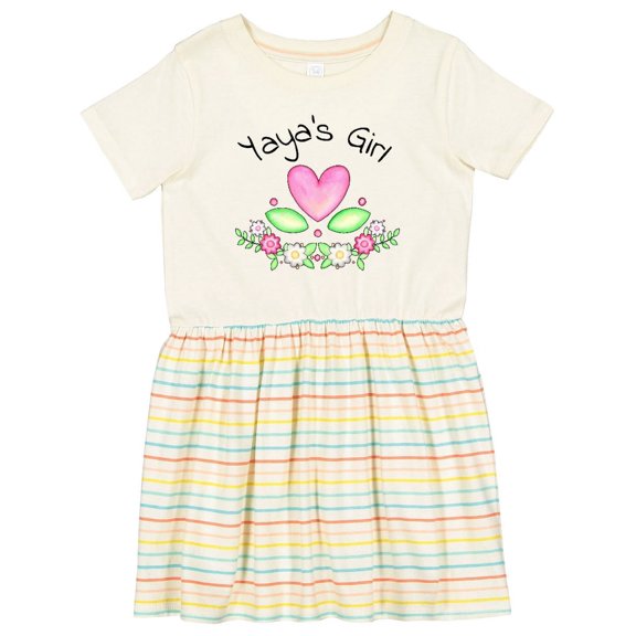 Inktastic Yaya's Girl Heart Flowers Girls Toddler Dress