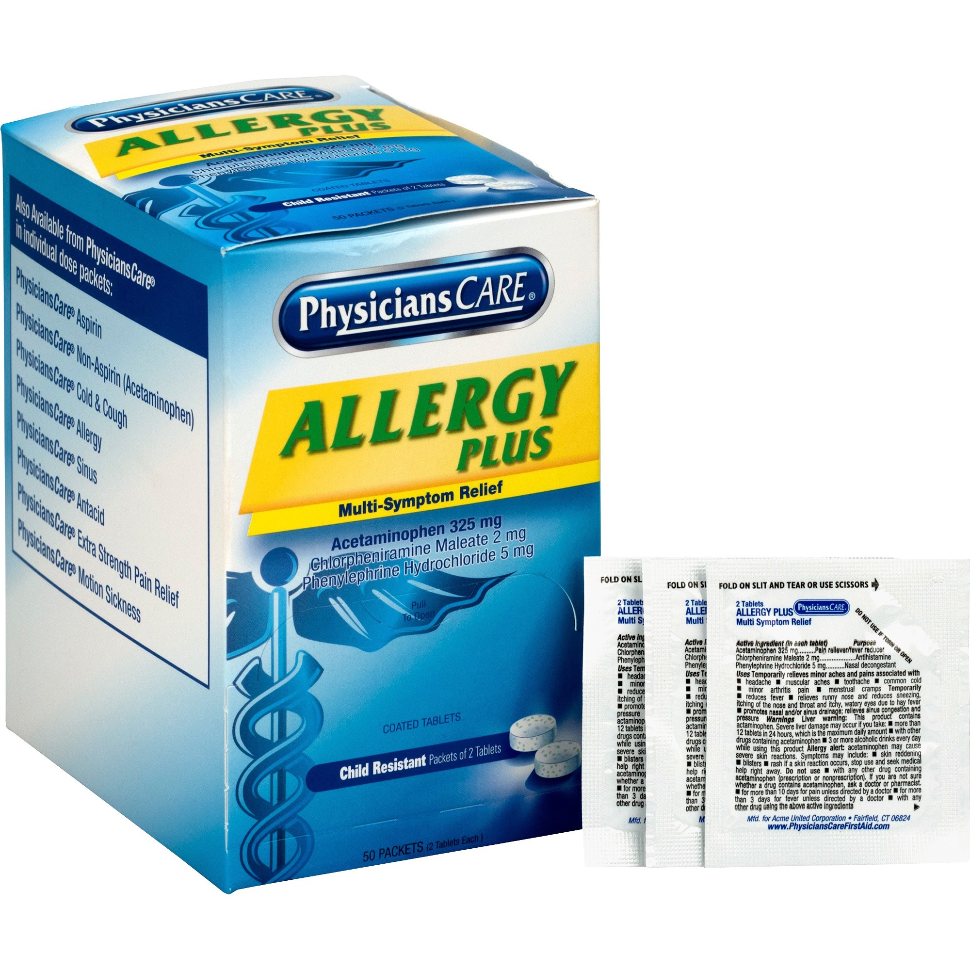 PhysiciansCare Allergy Plus Medication, 50 / Box (Quantity) Walmart