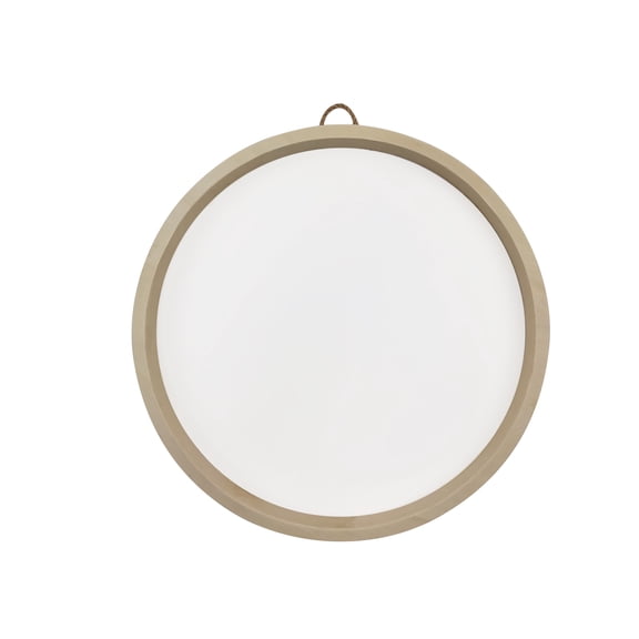 Round White Plaque with Natural Wood Frame by Make Market – 12" Hanging Craft Panel for DIY Art & Wall Decor - MDF with Jute Cord - 6 Pack