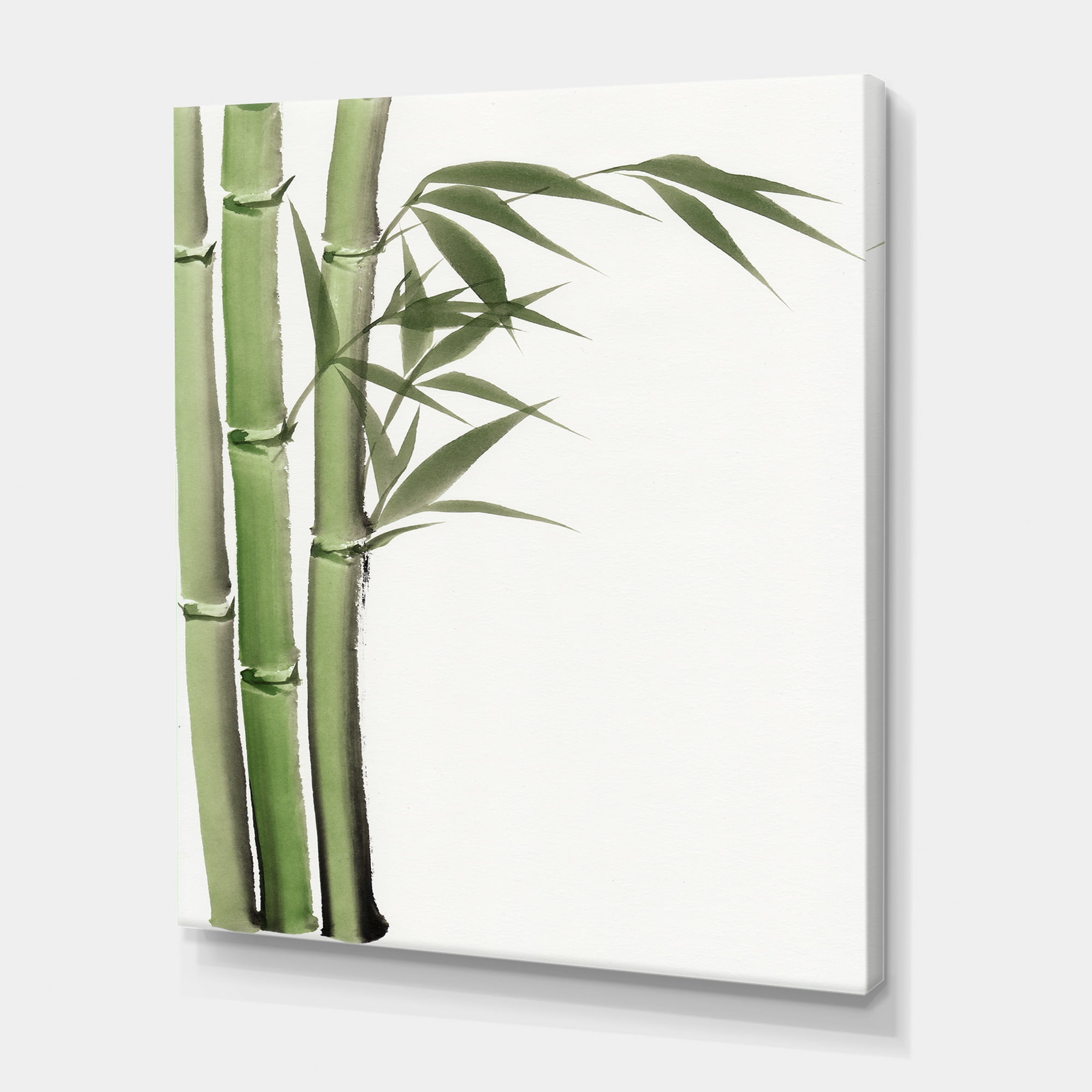 Designart ' Detail of Dark Green Bamboo and Leaves IV ' Traditional Canvas Wall Art Print