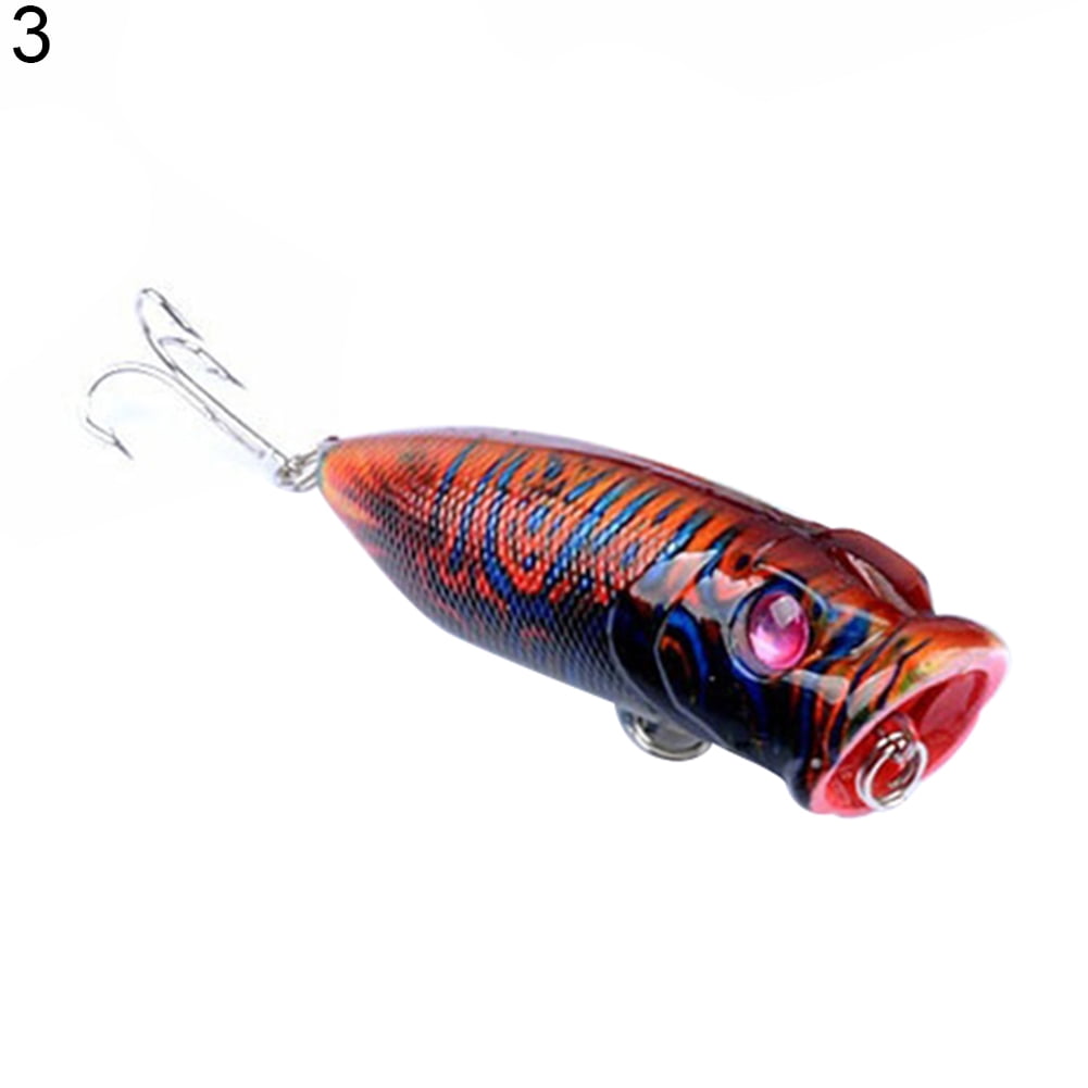 2.56'' Popper Fishing Lures Bait Floating Tackle Hard Bass Crankbait Minnow Hook 