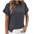 thumbnail image 2 of iHengLiXing Plus Size Spring Tops for Women 2025 Dressy Casual Women's Casual Fashion Solid Color Outer Seam Short Sleeve Round Neck Top Gray M, 2 of 6