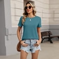 thumbnail image 4 of Womens Tshirt Short Sleeve Summer Tops Crewneck Casual Basic Tee Shirts Spring Clothes Trendy Outfit Turquoise 3XL, 4 of 4