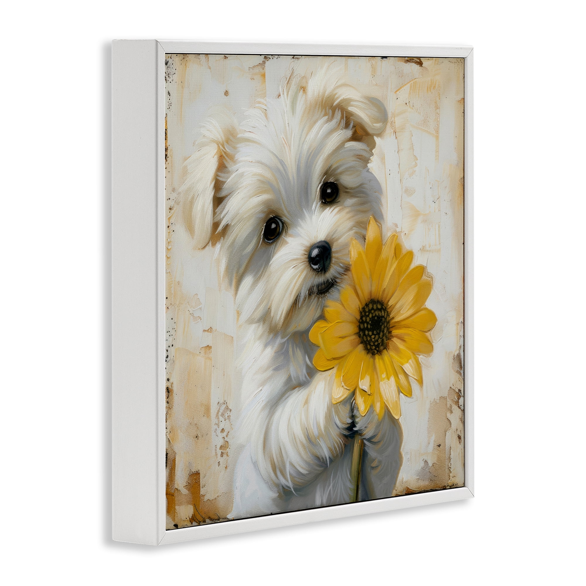 Stupell Industries Little Lucky Puppy White Framed Giclee Art, design by Tina LeCour