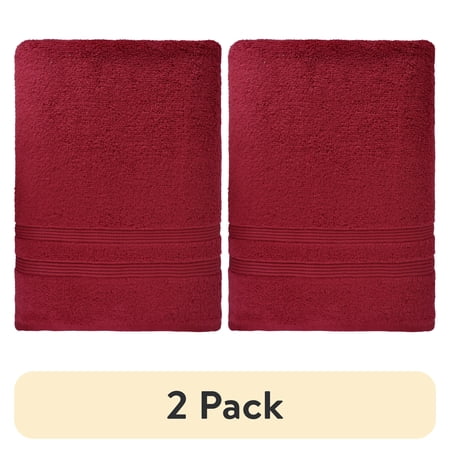 (2 pack) Mainstays Performance Solid Bath Sheet, 62" X 30", Red Sedona