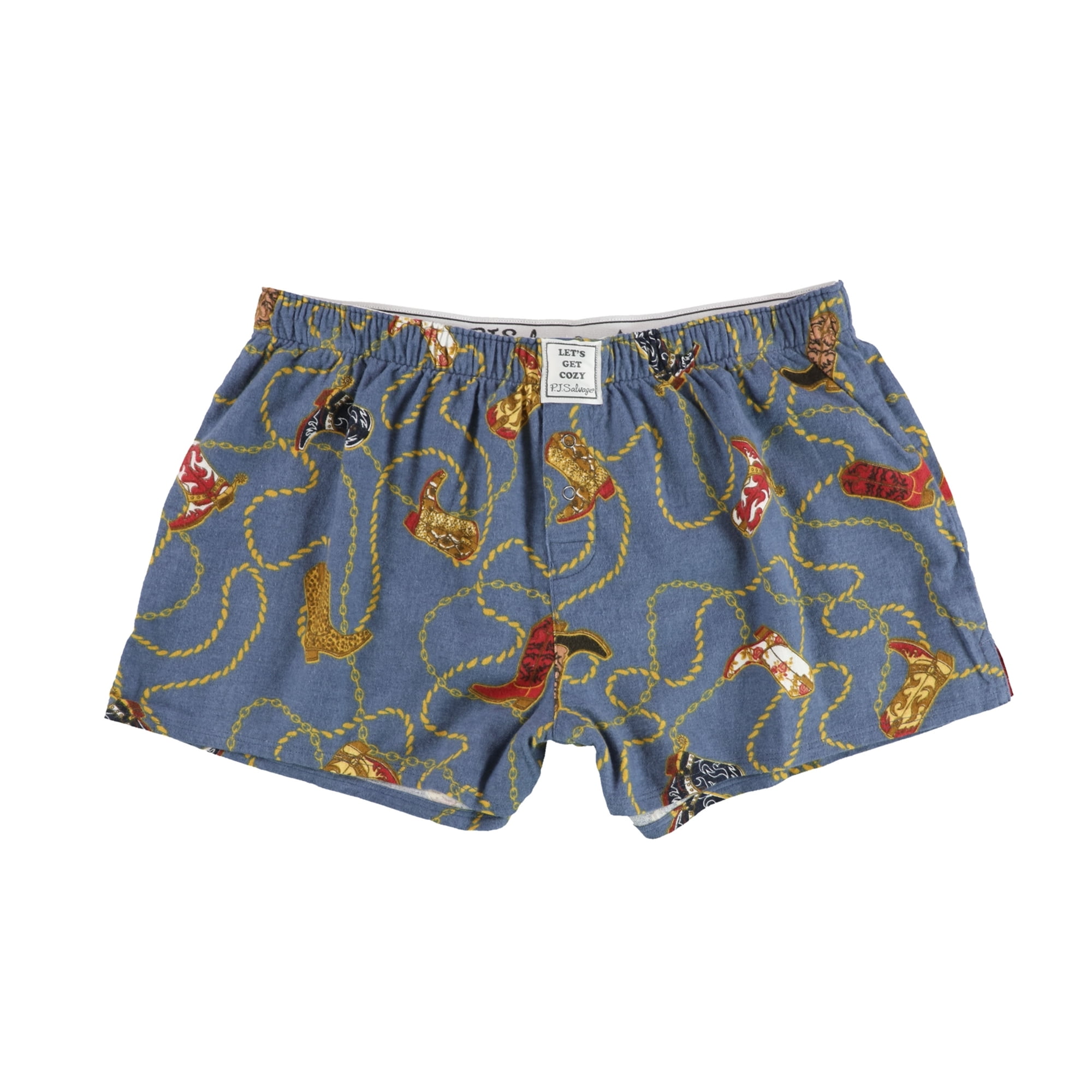 P.J. Salvage Womens Cowboy Boots Pajama Shorts Blue Medium