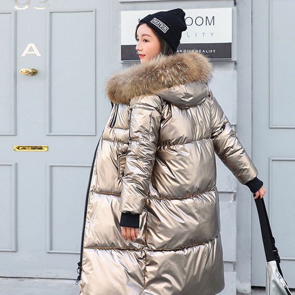 EGNMCR Womens Long Puffer Coat, Long Sleeve Padded Winter Down Coats, Hooded Parka Jacket Women's Casual Winter Warm Lined Zip Up Hooded Sweatshirt Jacket Coat Women Coat