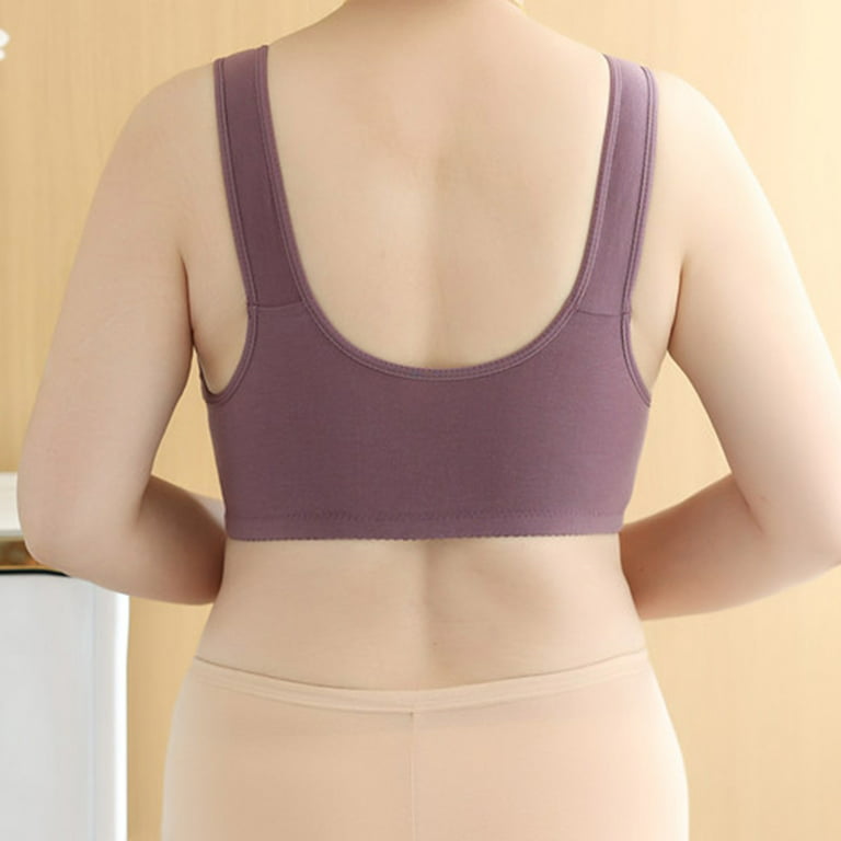 RYRJJ Daisy Bras Front Snaps Women's Wire-Free Front Button Closure Full  Coverage Everyday Bra Comfortable Easy Close Sports Bras(Purple,3XL) 