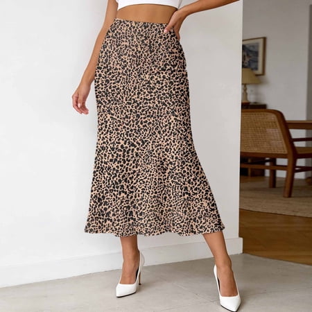 Tennis Skirts for Women Summer Elegant High-Witched Polka Dot Skirt for Everyday Styling Mid Length Fitted with Style Khaki M