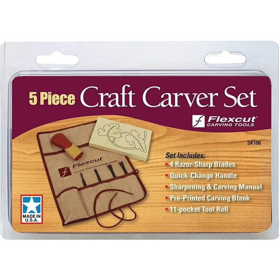 Flexcut Carving Tools, Craft Carver Set, 4 Carving Blades and ABS Handle Included, SK106