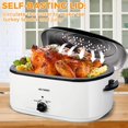 thumbnail image 3 of 18 Quart Electric Roaster Oven, Turkey Roaster Electric, Roaster Oven Buffet, Selfbasting Lid, Removable Pan, Full-Range Temperature Control Cool-Touch Handles, White Body, Black Lid, 3 of 8
