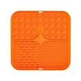 thumbnail image 2 of 8 Inch Dog Lick Pad with 48 Suction Cups Silicone Slow Feeder Mat for Anxiety Relief during Bathing and Grooming, Orange, 2 of 7
