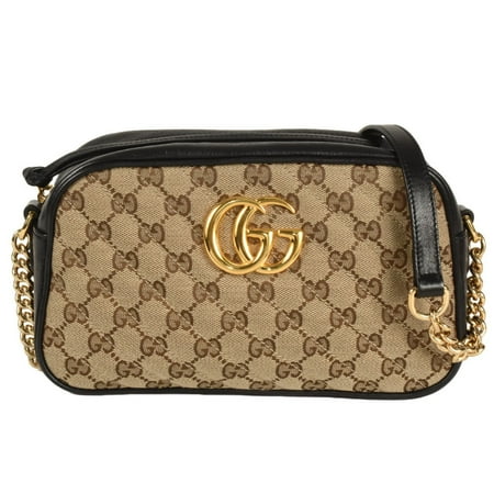 Pre-Owned GUCCI GG Marmont Shoulder Bag Canvas Leather 447632 Beige Women's (Good)