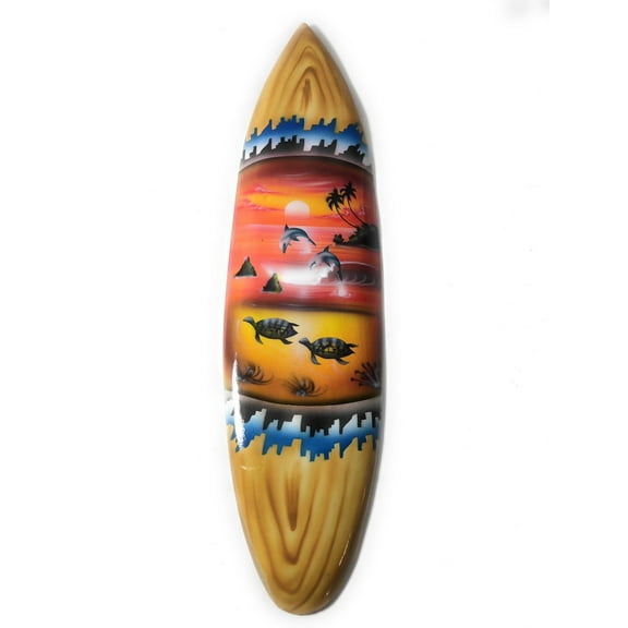 Surfboard w/ Island Sunset 20" - Surf Decor Hawaii - Trophy | #lea05g50