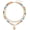 colorful 3, variant on Double Layer Beaded Curb Chain Heart Pendant Necklace, 3 Pastel Stone Color Options Gold Toggle Clasp Choker, Boho Stackable Layered Jewelry Gift for Women  Daily Vacation Outfit