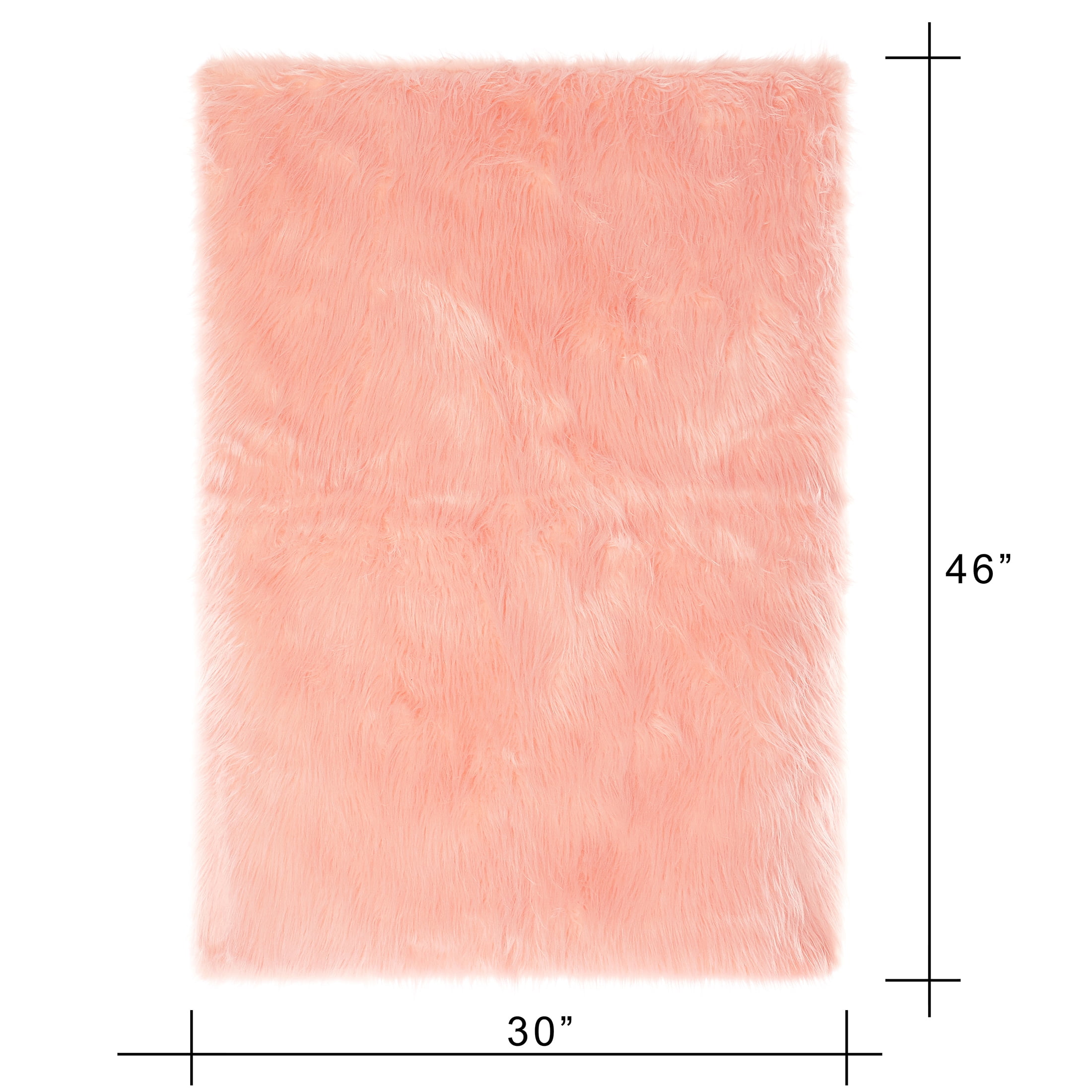 Mainstays Faux Fur Rug Non-Skid Fluffy Floor Rug for living room, 30''x46'', Pink