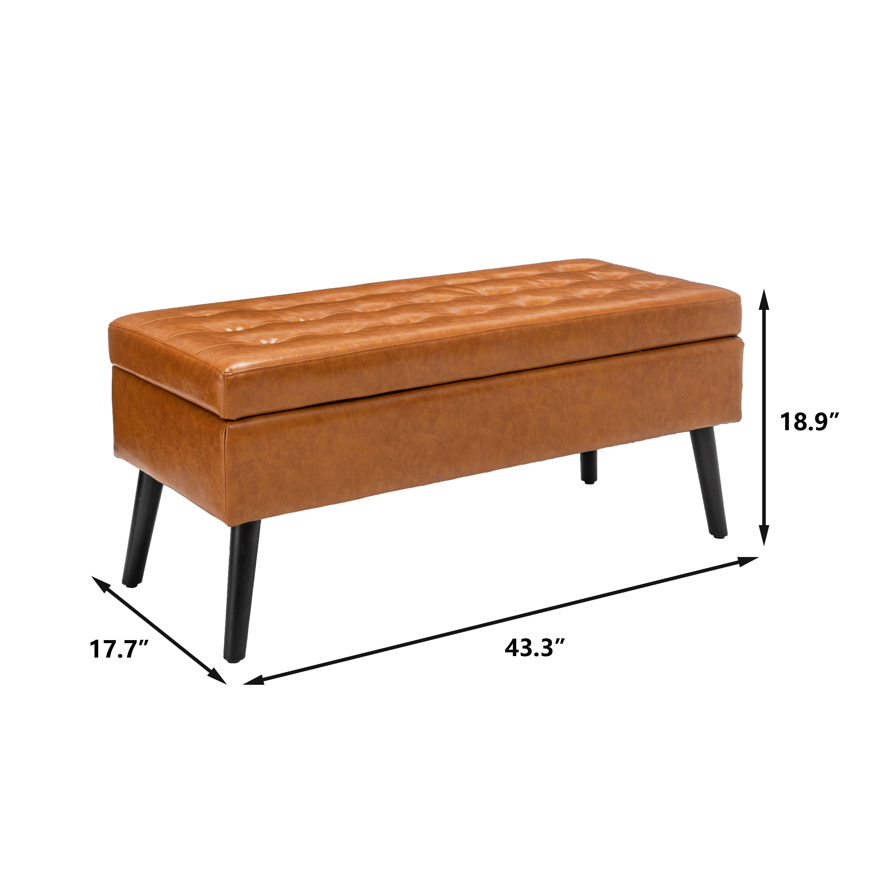 Miniyam 43" Tufted Storage End of Bed Bench for Bedroom, Entryway, Brown