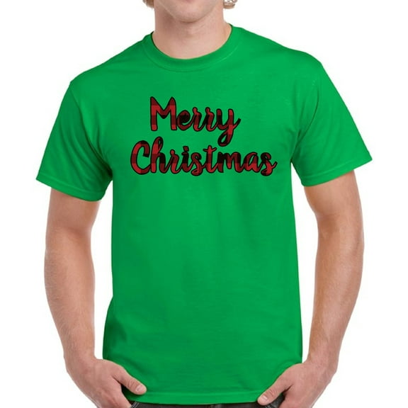 Merry Christmas Red Print Christmas Mens Shirt - S M L XL 2XL 3XL 4XL 5XL Xmas Graphic Tee - Christmas Gift Holiday T-Shirt for Men