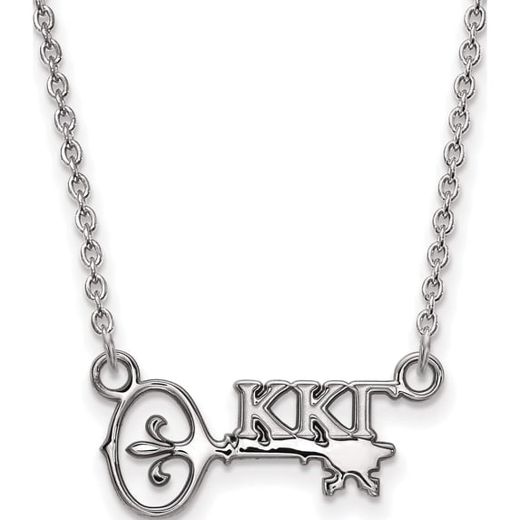 Sterling Silver Rh-Plated Logoart Kappa Gamma Xs Pend With Necklace (18 X 18) Made In United States ss039kkg-18