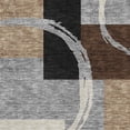thumbnail image 3 of HomeRoots 675088 8 x 10 ft. Pewter Gray & Black Geometric Washable Machine Made Rectangle Area Rug with UV Protection, 3 of 9