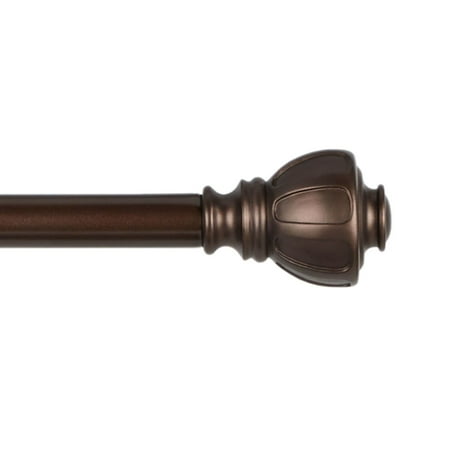 Exclusive Home Ronaldo 1" Window Curtain Rod and Finial Set, Adjustable 36"-72", Oil Rubbed Bronze