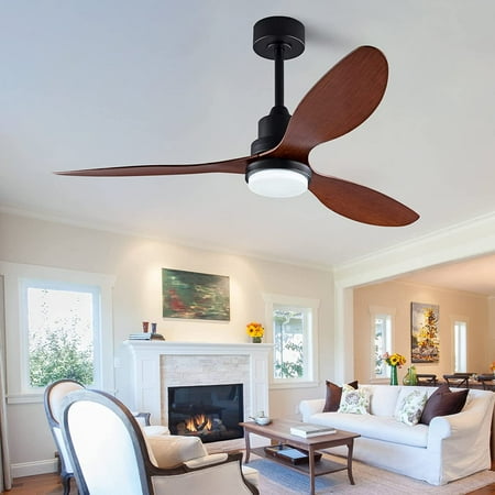 

Generic 52” Ceiling Fans with Light and Remote Ceiling Fans with 3 ABS Blades and Down Rod 6 Speed DC Motor Indoor Outdoor Ceiling Fan for Patio Bedroom Living Room Office Kitchen