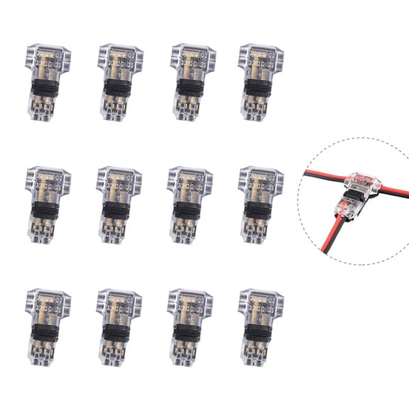 Brightfour Low Voltage Wire Connectors for 20-24 AWG, No Wire Stripping T Tap, T Type 2 Pins 12 Pack
