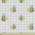 thumbnail image 2 of Ambesonne Cartoon Fabric by the Yard Upholstery, Pastel Smiling Bees, 1 Yard, Pale Pink and Multicolor, 2 of 5