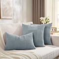 thumbnail image 2 of Fancy Homi Set of 2 Grey Blue Boho Decorative Throw Pillow Covers 16x16 inch for Living Room Bedroom Couch Bed Sofa, Modern Farmhouse Home Decor, Soft Striped Plaid Corduroy Accent Cushion Case, 2 of 6
