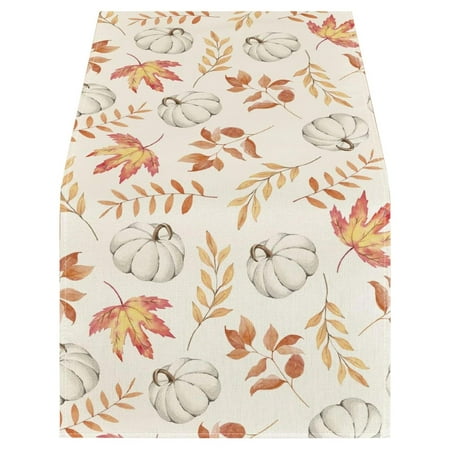 

Autumn Thanksgiving Ambience Decor Polyester Tablecloth With Pumpkin And Maple Leaf Print