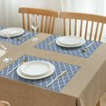 thumbnail image 3 of Blue Geometric Striped Pattern Summer Placemats Table Placemats Set Of 4-Linen Kitchen Washable Placemats Table Mats 11.8"x17.7" Non-Slip Heat Resistant, 3 of 6