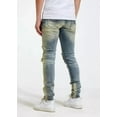 thumbnail image 3 of Crysp Denim Men's Rip & Repair Patchwork Distressed Skinny Fit Denim Jeans (30, Blue Stonewashed), 3 of 5
