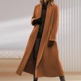 thumbnail image 3 of Joernso Women Winter Overcoat Open Stitch Turn-down Collar Long Sleeves Windbreaker Loose Cardigan Calf Length Outdoor Woolen Coat, 3 of 8