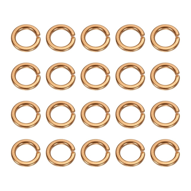 Uxcell M8x12x2.1mm Split Lock Washer, 20 PCS Copper Metric Spring Lock Gaskets Washer Spacers for Screws Bolts, Cooper Tone