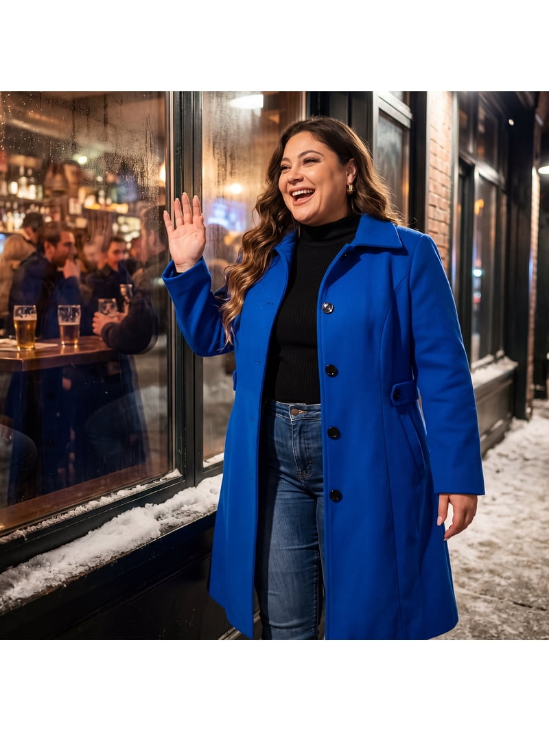 GRACE & GRANDEUR Women's Plus Size Winter Coats Single Breasted