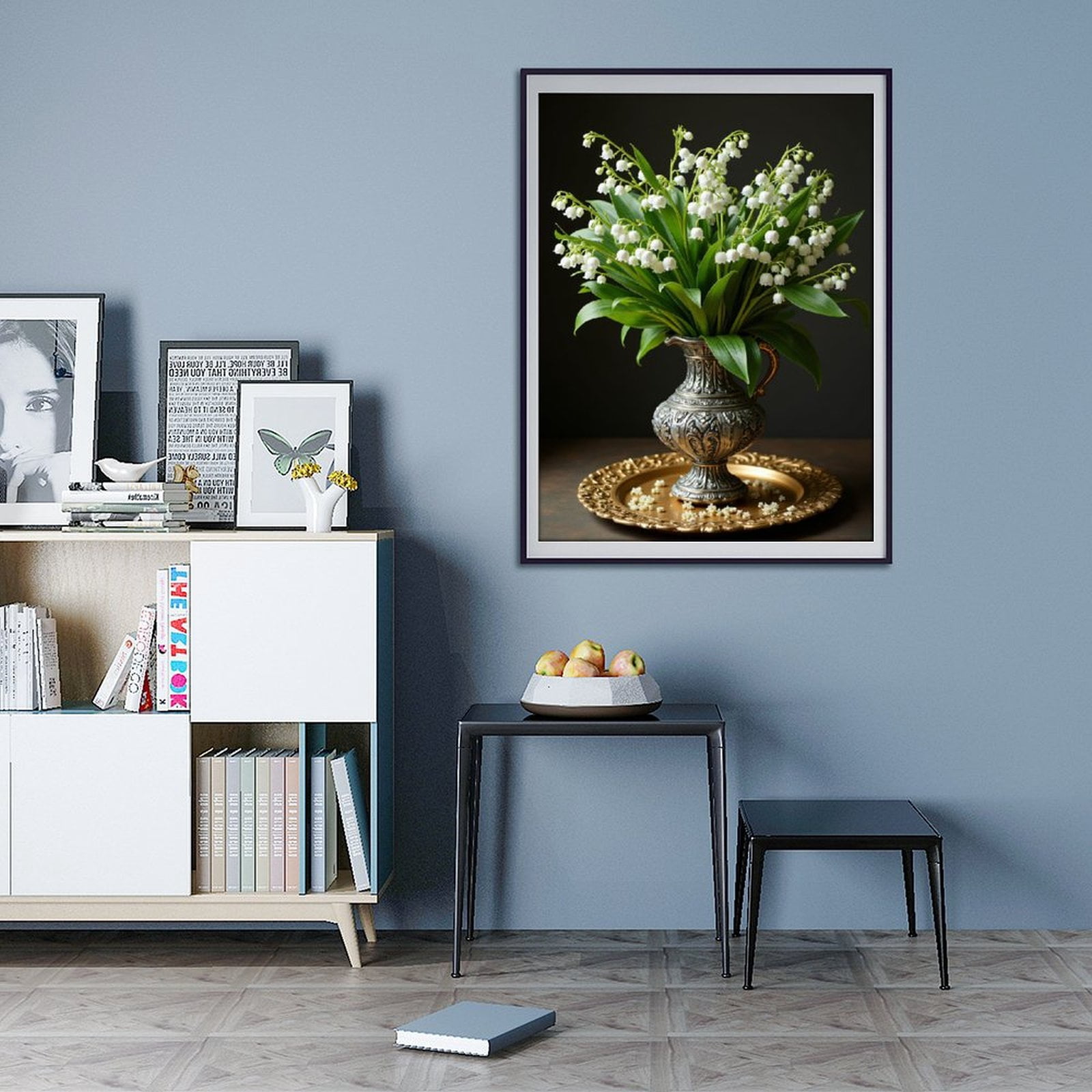 Diamond Art Kits for Adults - 5d Lily Of The Valley In Silver Vase Diamond Painting for Adults, Diamond Art for Adults Beginners, Diamond Painting Kits for Adults for Home Wall Decor
