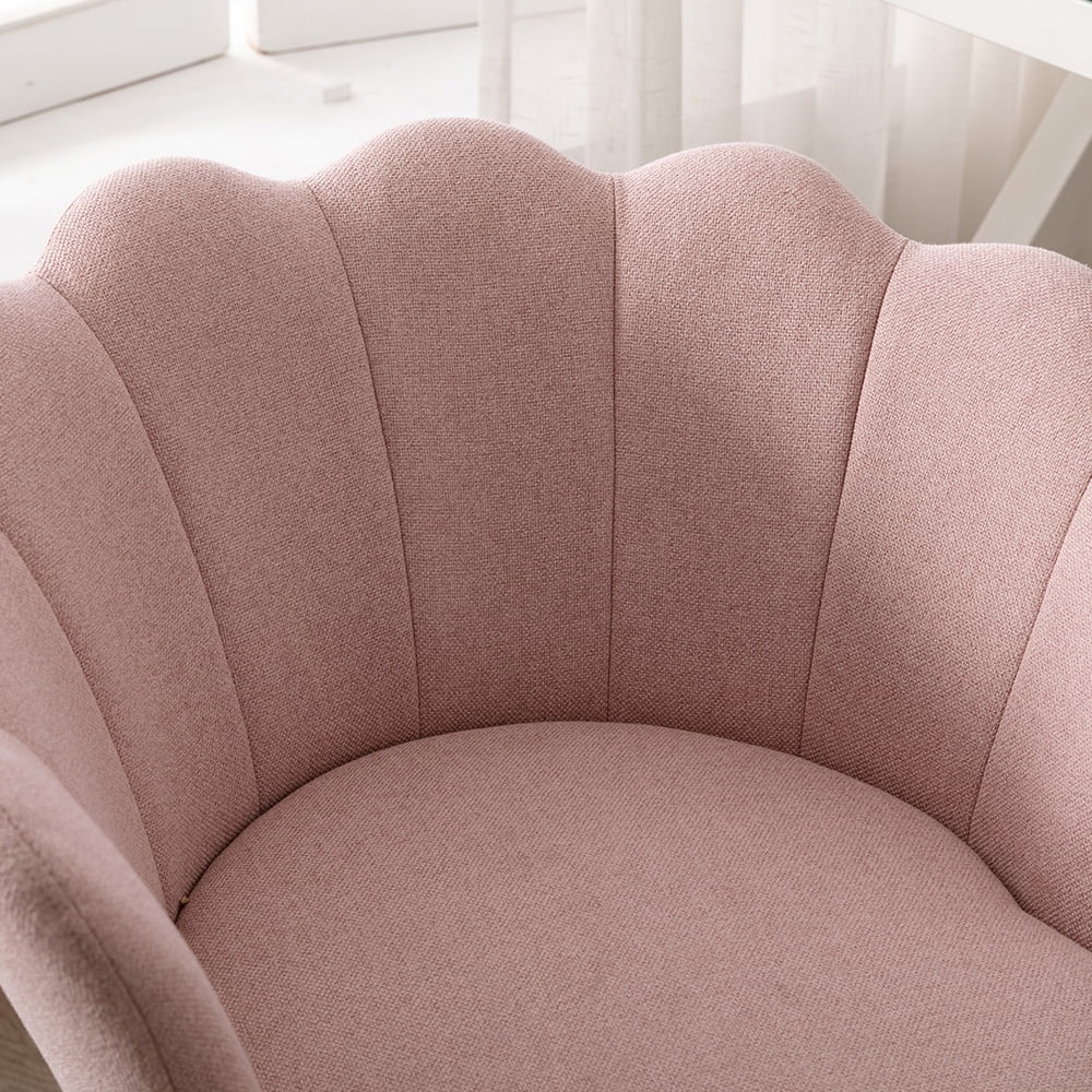 Kepooman Modern Office Chairs, Chic Leisure Swivel Shell Chairs for Living Room/Bedroom/Office, Desk Chair with Wheels and Arm, Nude Pink Kepooman Modern Office Chairs, Chic Leisure Swivel Shell Chairs for Living Room/Bedroom/Office, Desk Chair with Wheels and Arm, Nude Pink