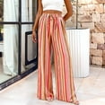 thumbnail image 2 of Lumtrix Striped Palazzo Pants for Women Casual Dressy Wide Leg Trousers High Waisted Boho Beach Lounge Flowy Pants Orange M, 2 of 7