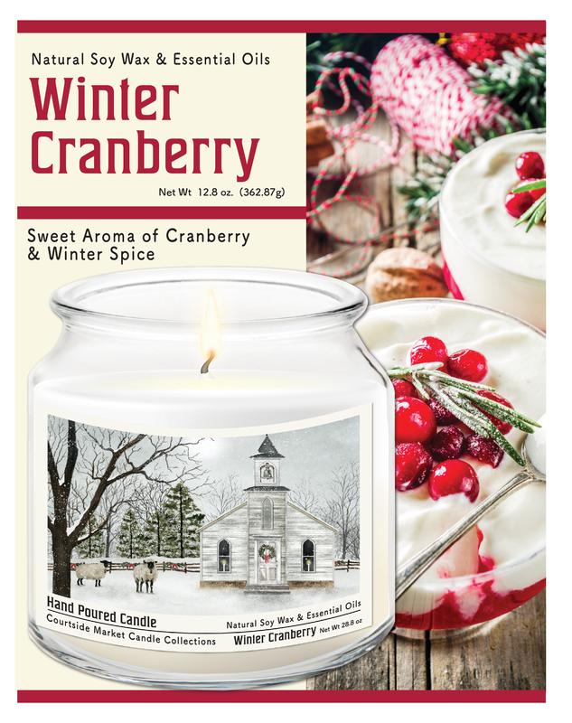 Courtside Market Christmas Chapel 12.8 oz Soy Wax Candle in Glass Jar with Silver Lid