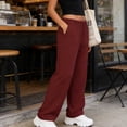 thumbnail image 5 of Tqcoqu Wide Leg Palazzo Pants for Women Casual Loose Drawstring Trendy Beach Linen Trousers with Pockets Vacation,Wine,Women's S-XXXL, 5 of 6